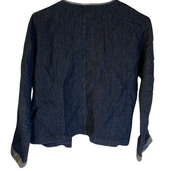 Eileen Fisher Women's Denim Jacket Petite Size PP 2P 4P Open Front Blue Boxy - Picture 3 of 6